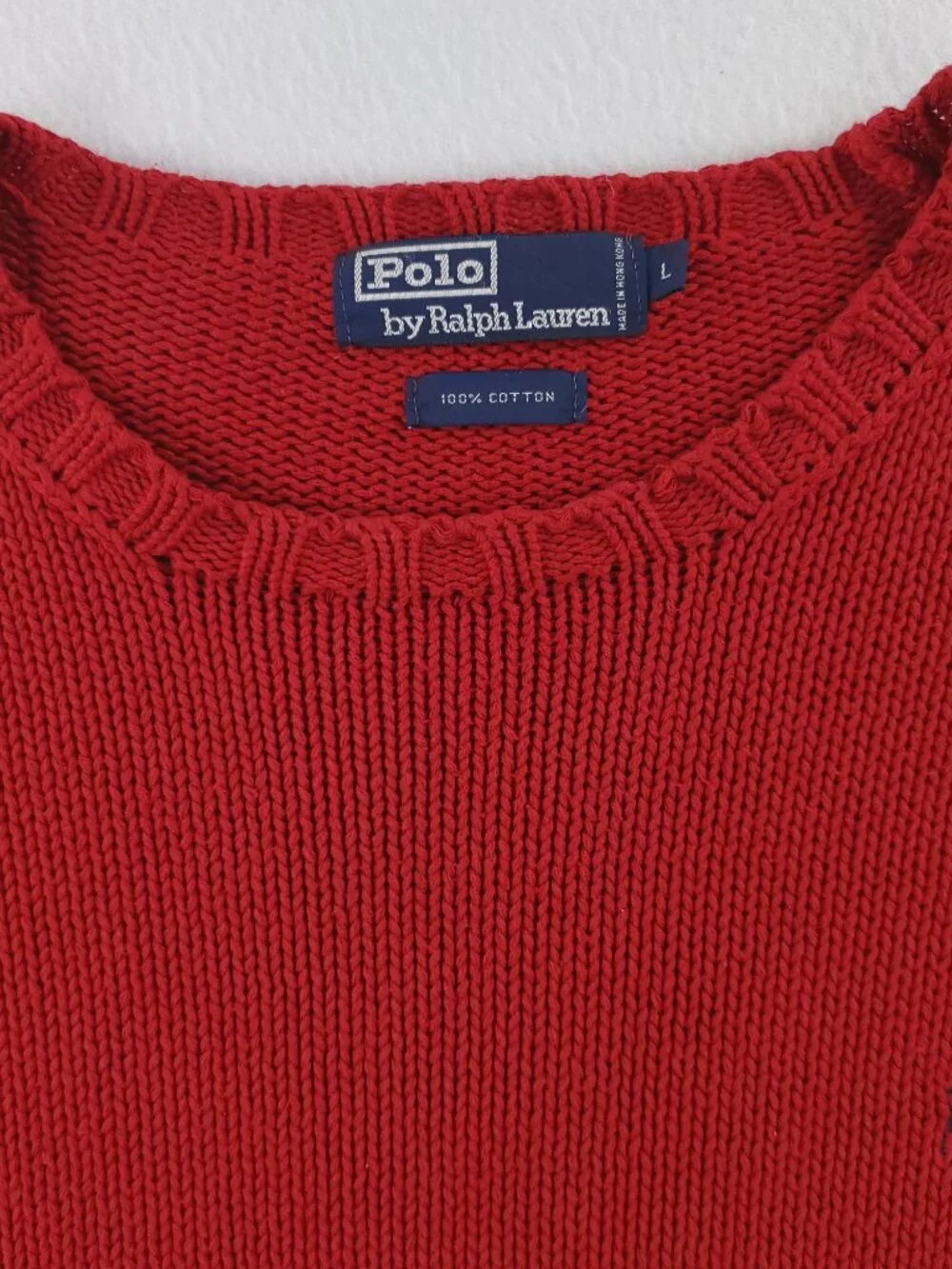 Polo Ralph Lauren Vintage Sweater Pony Knit 100% Cotton Red Men's Large